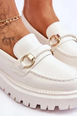 Clearance Damskie Mokasyny Na Masywnej Platformie Białe Calypso Damskie Mokasyny Damskie Skórzane|Mokasyny Na Platformie