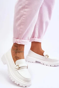 Clearance Damskie Mokasyny Na Masywnej Platformie Białe Calypso Damskie Mokasyny Damskie Skórzane|Mokasyny Na Platformie