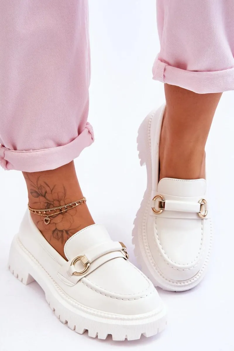 Clearance Damskie Mokasyny Na Masywnej Platformie Białe Calypso Damskie Mokasyny Damskie Skórzane|Mokasyny Na Platformie