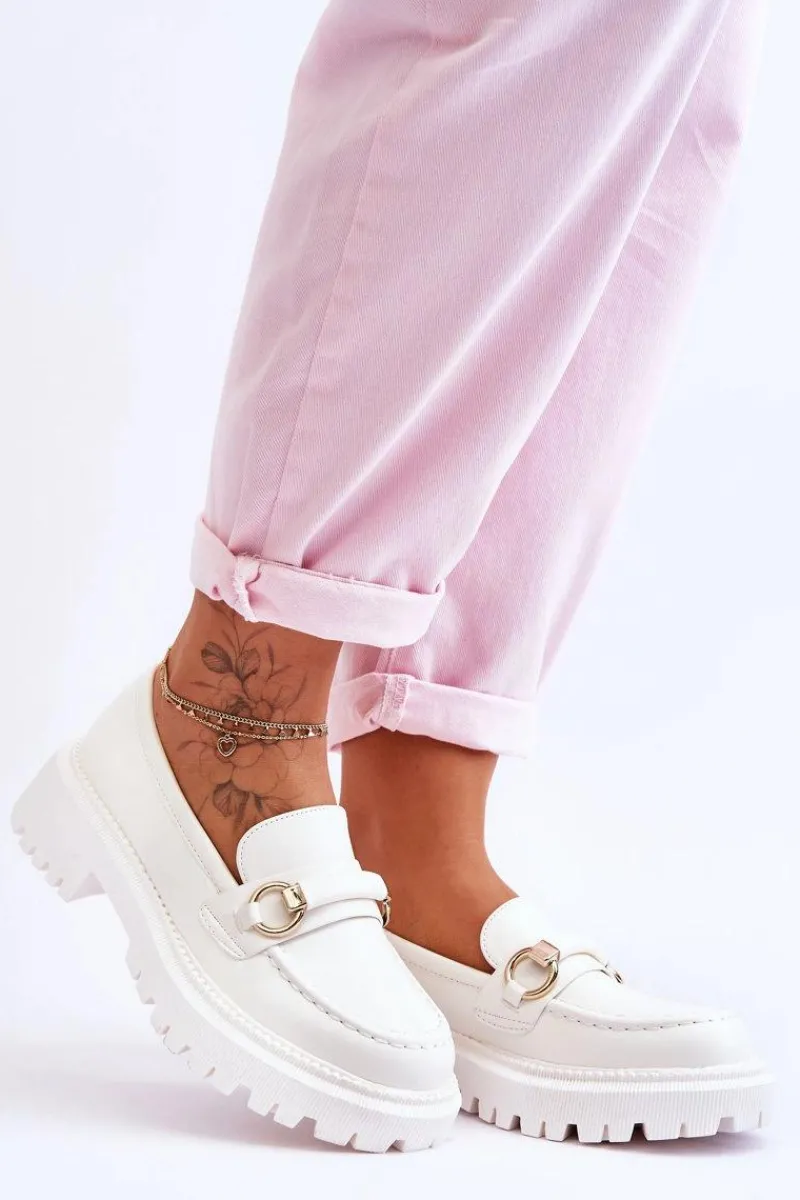 Clearance Damskie Mokasyny Na Masywnej Platformie Białe Calypso Damskie Mokasyny Damskie Skórzane|Mokasyny Na Platformie