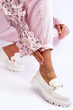 Clearance Damskie Mokasyny Na Masywnej Platformie Białe Calypso Damskie Mokasyny Damskie Skórzane|Mokasyny Na Platformie