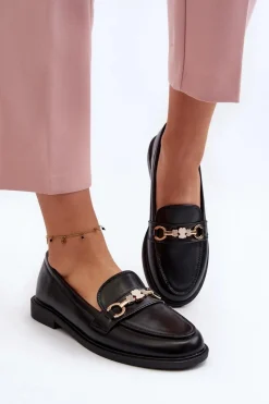 New Damskie Mokasyny Na Płaskim Obcasie Eko Skórzane Czarne Vimedia Damskie Mokasyny Damskie Skórzane