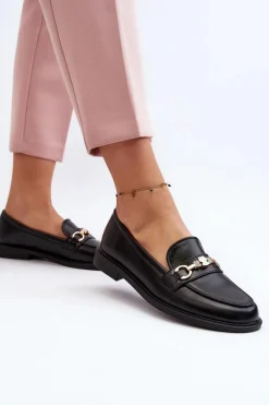 New Damskie Mokasyny Na Płaskim Obcasie Eko Skórzane Czarne Vimedia Damskie Mokasyny Damskie Skórzane
