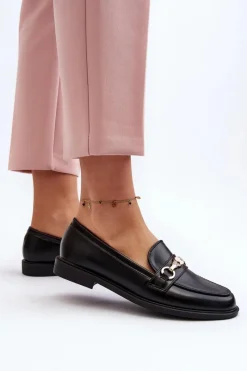 New Damskie Mokasyny Na Płaskim Obcasie Eko Skórzane Czarne Vimedia Damskie Mokasyny Damskie Skórzane