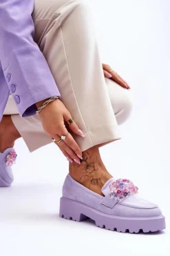 Mokasyny Na Platformie|Mokasyny Damskie Zamszowe></noscript>Boto Damskie Mokasyny Na Platformie Z Ozdobami Fioletowe Brenda