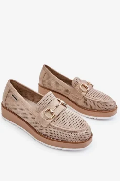 New Boto Damskie Mokasyny Na Platformie Beżowe Danny