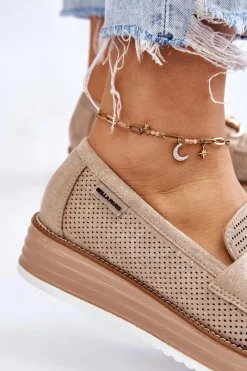 New Boto Damskie Mokasyny Na Platformie Beżowe Danny