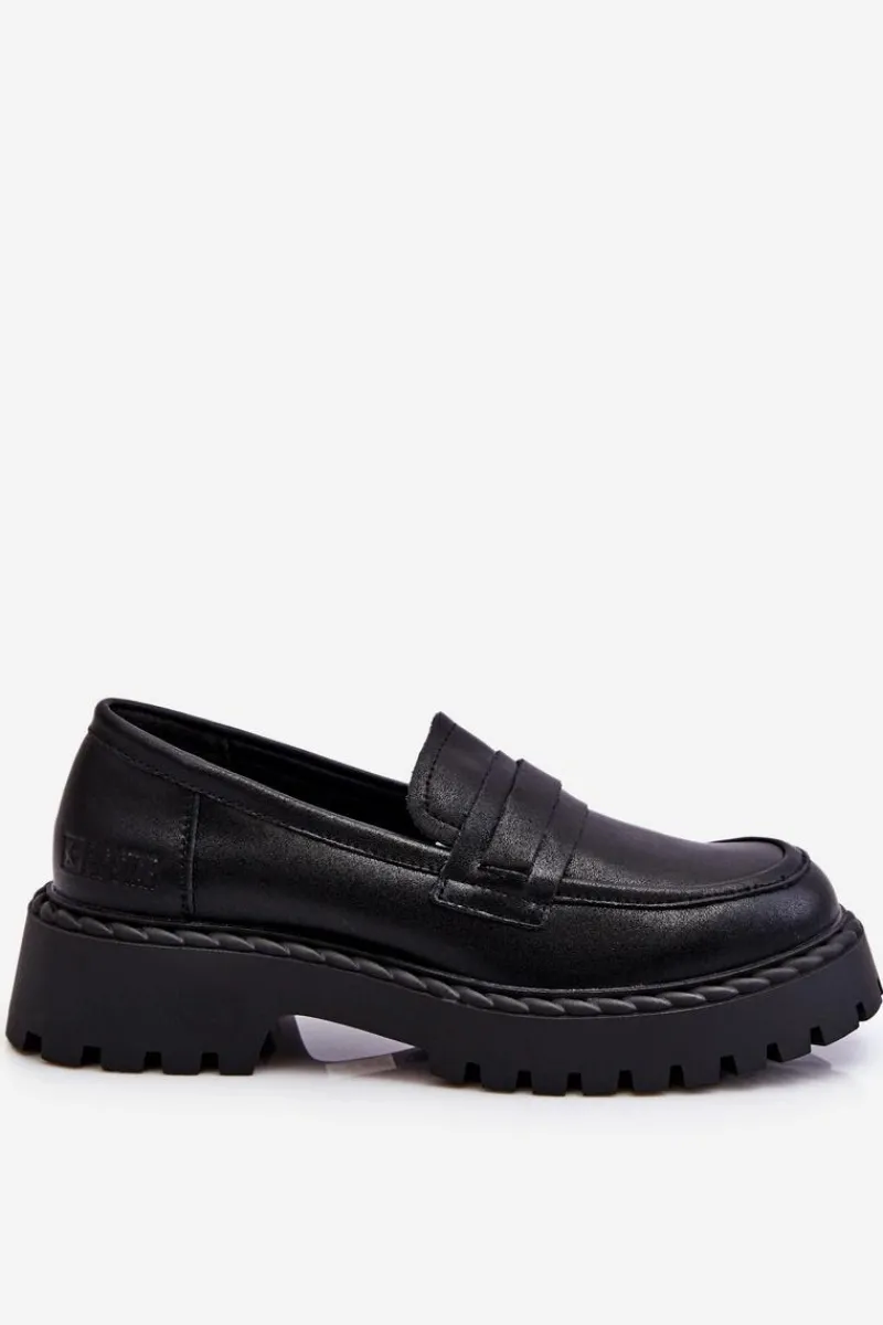 Online Damskie Mokasyny Półbuty Skórzane Big Star LL274458 Czarne Damskie Półbuty Skórzane|Mokasyny Damskie Skórzane