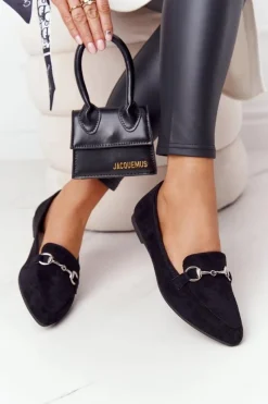 Hot Buty Sergio Leone Damskie Mokasyny Sergio Leone MK711 Zamszowe Czarne