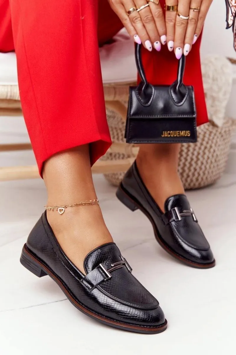 Mokasyny Damskie Skórzane>Buty Sergio Leone Damskie Mokasyny Sergio Leone PB253 Czarne