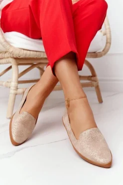 Discount Buty Sergio Leone Damskie Mokasyny Sergio Leone MK700 Zamszowe Beżowe