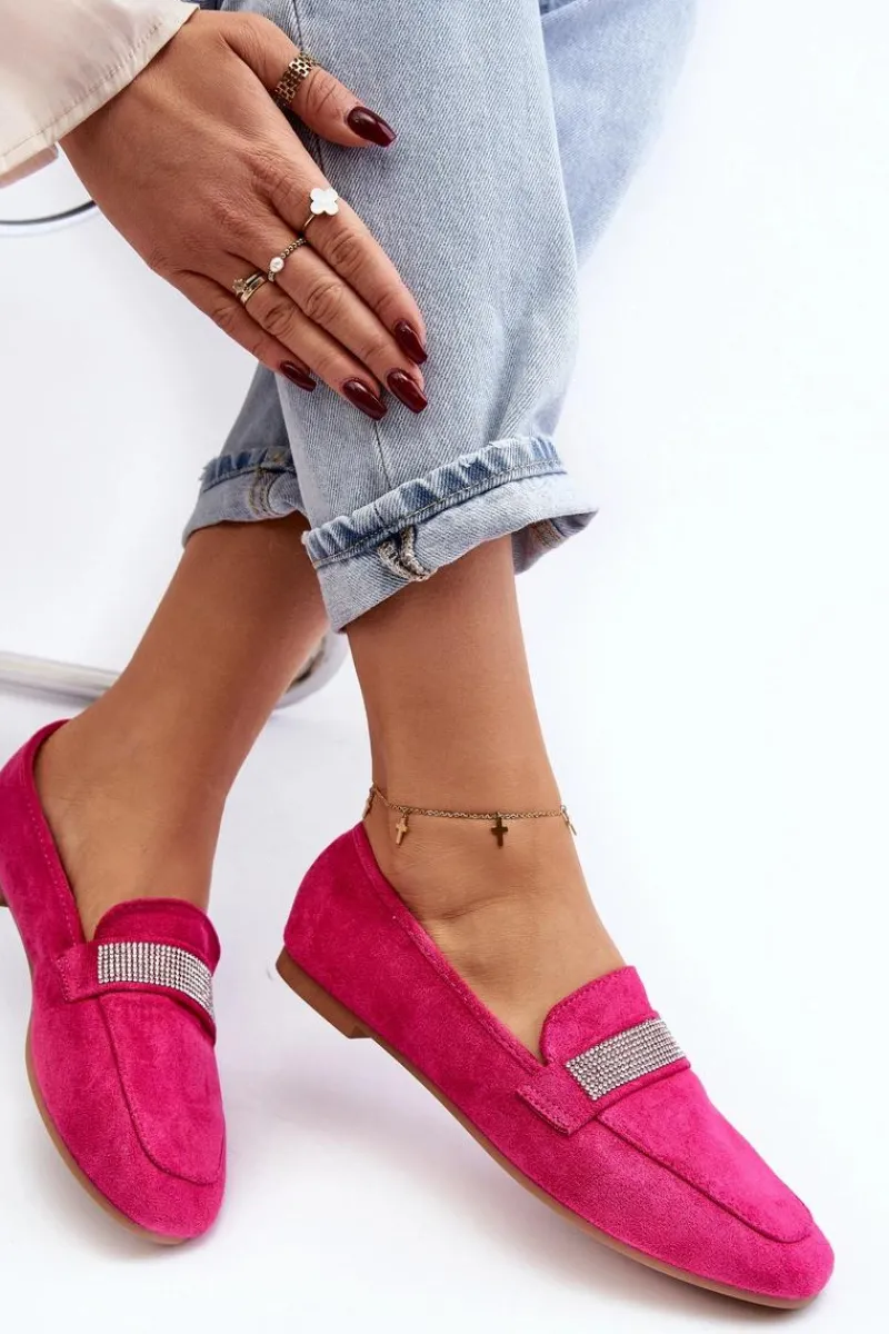Hot Damskie Mokasyny Z Cyrkoniami Fuksja Ralrika Damskie Loafersy Damskie|Mokasyny Damskie Zamszowe