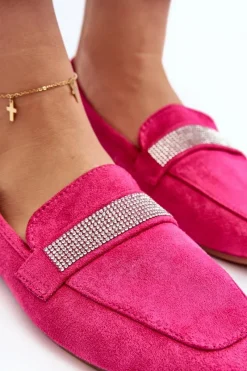 Hot Damskie Mokasyny Z Cyrkoniami Fuksja Ralrika Damskie Loafersy Damskie|Mokasyny Damskie Zamszowe