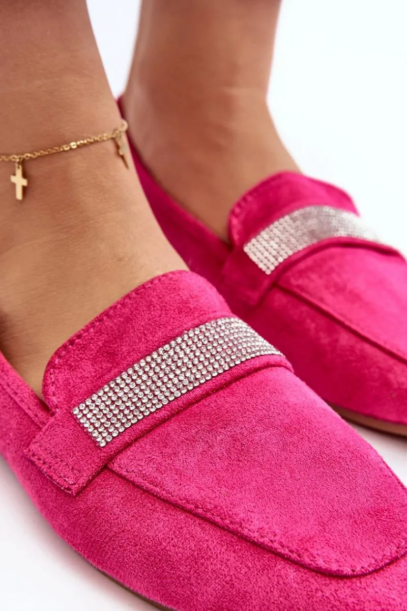 Hot Damskie Mokasyny Z Cyrkoniami Fuksja Ralrika Damskie Loafersy Damskie|Mokasyny Damskie Zamszowe