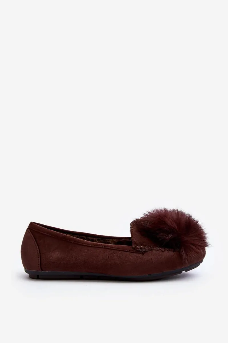 Hot Boto Damskie Mokasyny Z Futerkiem Brązowe Novas