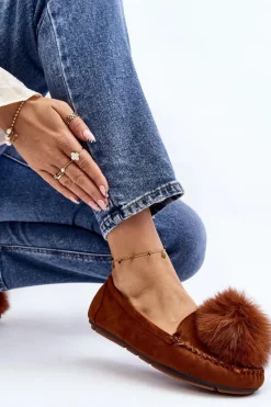 Loafersy Damskie|Kapcie Klasyczne>Boto Damskie Mokasyny Z Futerkiem Camel Novas