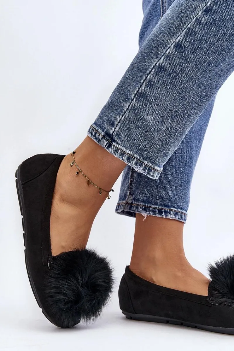 Loafersy Damskie|Kapcie Klasyczne>Boto Damskie Mokasyny Z Futerkiem Czarne Novas