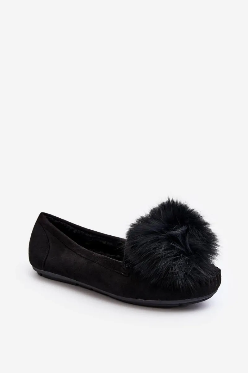 Loafersy Damskie|Kapcie Klasyczne>Boto Damskie Mokasyny Z Futerkiem Czarne Novas