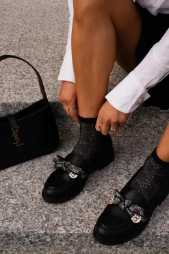 Outlet Damskie Mokasyny Z Kokardą S.Barski HY42-331 Czarne Damskie Loafersy Damskie|Mokasyny Płaskie