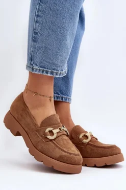 Outlet Damskie Mokasyny Z Ozdobą Camel Railenes Damskie Mokasyny Na Platformie|Mokasyny Damskie Zamszowe