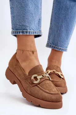 Outlet Damskie Mokasyny Z Ozdobą Camel Railenes Damskie Mokasyny Na Platformie|Mokasyny Damskie Zamszowe