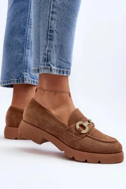 Outlet Damskie Mokasyny Z Ozdobą Camel Railenes Damskie Mokasyny Na Platformie|Mokasyny Damskie Zamszowe