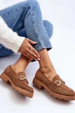 Outlet Damskie Mokasyny Z Ozdobą Camel Railenes Damskie Mokasyny Na Platformie|Mokasyny Damskie Zamszowe