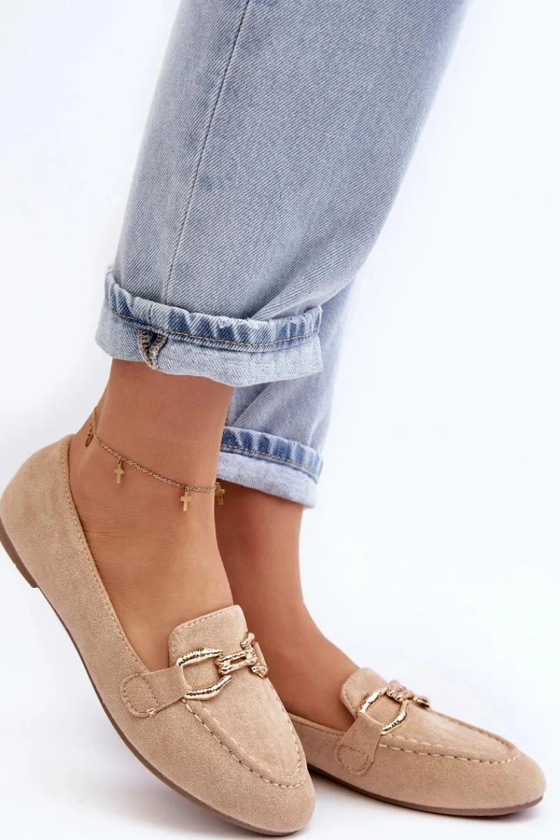 New Damskie Mokasyny Z Ozdobą Beżowe Ghana Damskie Mokasyny Damskie Zamszowe