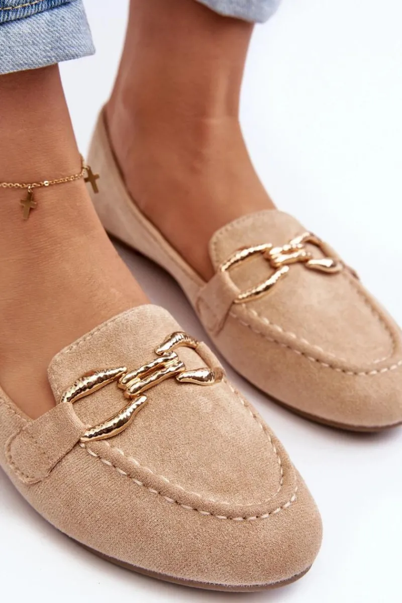 New Damskie Mokasyny Z Ozdobą Beżowe Ghana Damskie Mokasyny Damskie Zamszowe