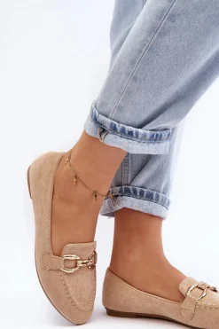 New Damskie Mokasyny Z Ozdobą Beżowe Ghana Damskie Mokasyny Damskie Zamszowe