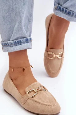 New Damskie Mokasyny Z Ozdobą Beżowe Ghana Damskie Mokasyny Damskie Zamszowe