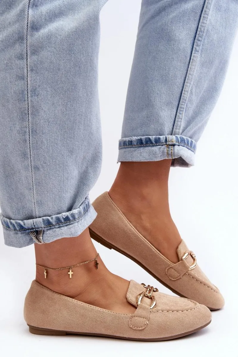 New Damskie Mokasyny Z Ozdobą Beżowe Ghana Damskie Mokasyny Damskie Zamszowe