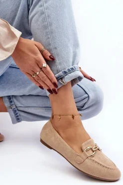 New Damskie Mokasyny Z Ozdobą Beżowe Ghana Damskie Mokasyny Damskie Zamszowe