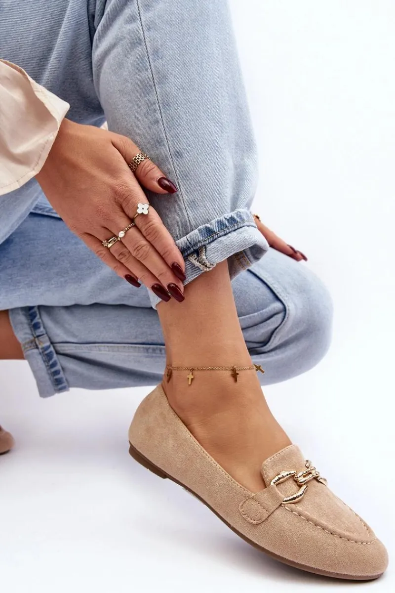 New Damskie Mokasyny Z Ozdobą Beżowe Ghana Damskie Mokasyny Damskie Zamszowe