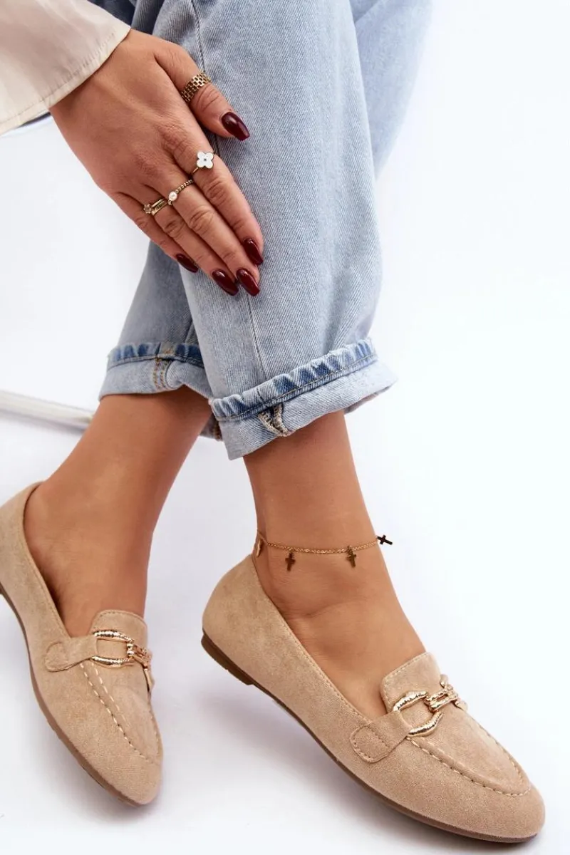 New Damskie Mokasyny Z Ozdobą Beżowe Ghana Damskie Mokasyny Damskie Zamszowe