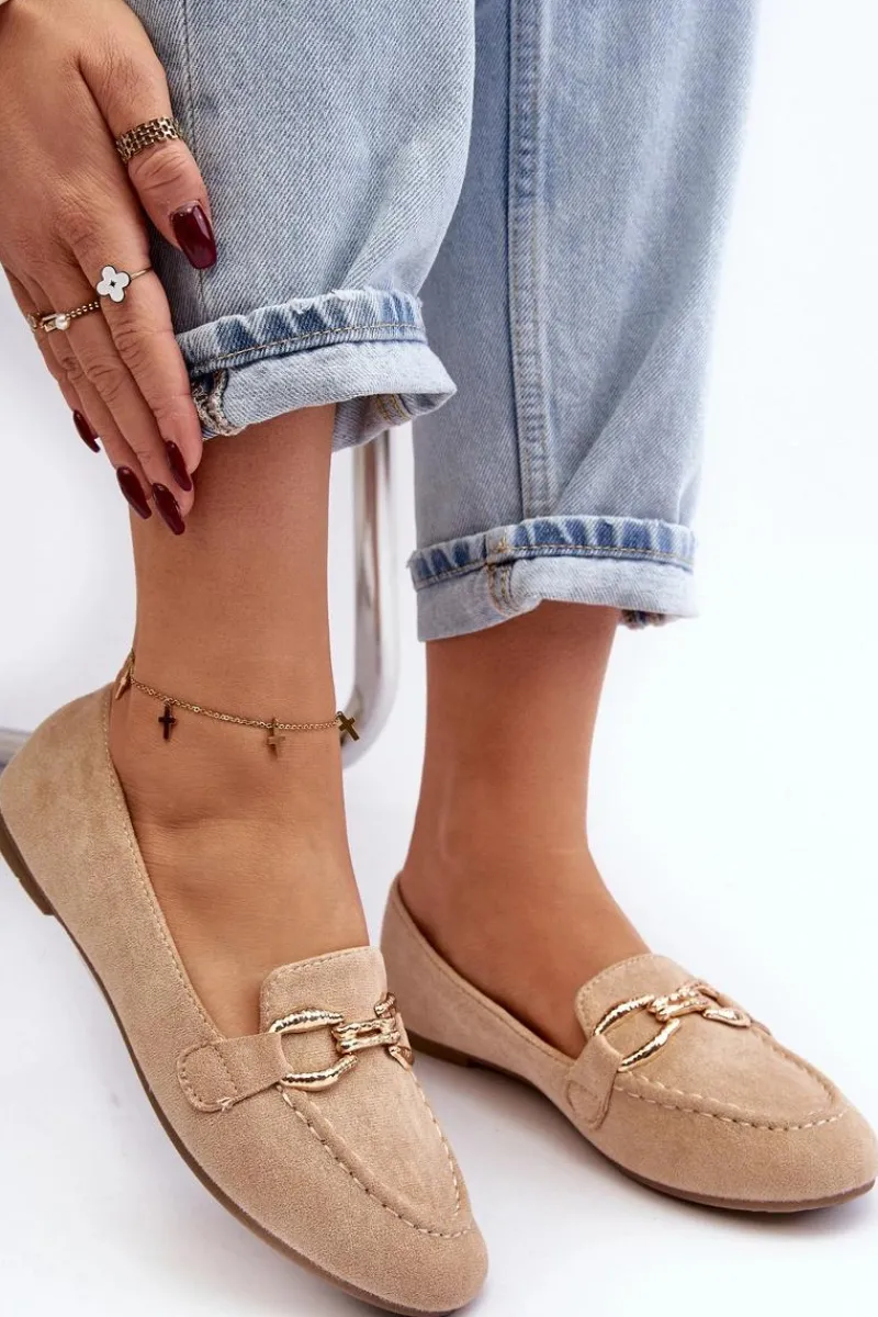 New Damskie Mokasyny Z Ozdobą Beżowe Ghana Damskie Mokasyny Damskie Zamszowe