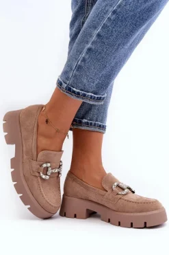 Mokasyny Na Platformie|Mokasyny Damskie Zamszowe></noscript>Boto Damskie Mokasyny Z Ozdobą Beżowe Ellise