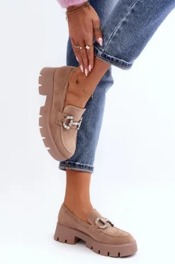 Mokasyny Na Platformie|Mokasyny Damskie Zamszowe></noscript>Boto Damskie Mokasyny Z Ozdobą Beżowe Ellise