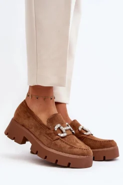 Best Boto Damskie Mokasyny Z Ozdobą Camel Ellise