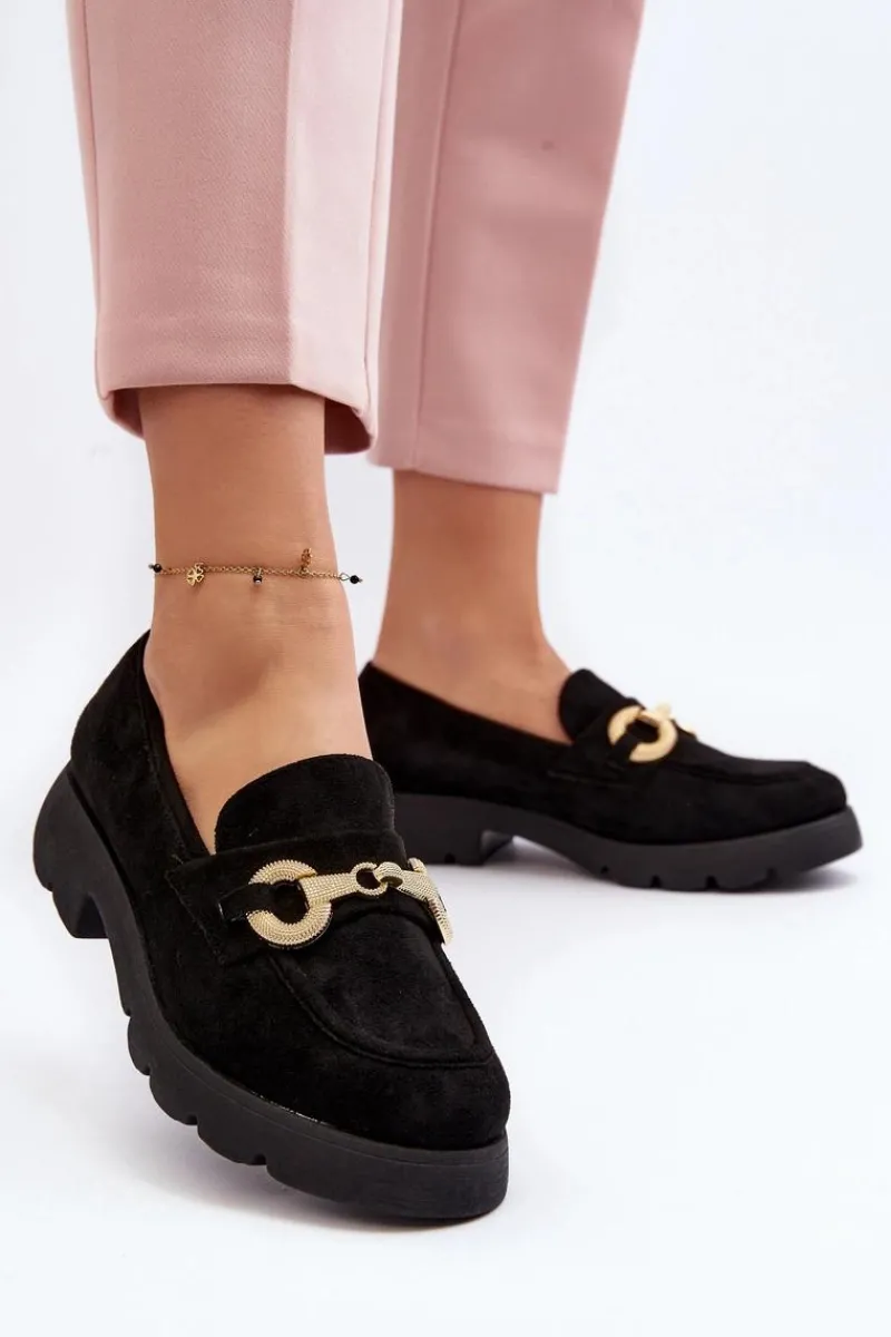 Clearance Boto Damskie Mokasyny Z Ozdobą Czarne Railenes