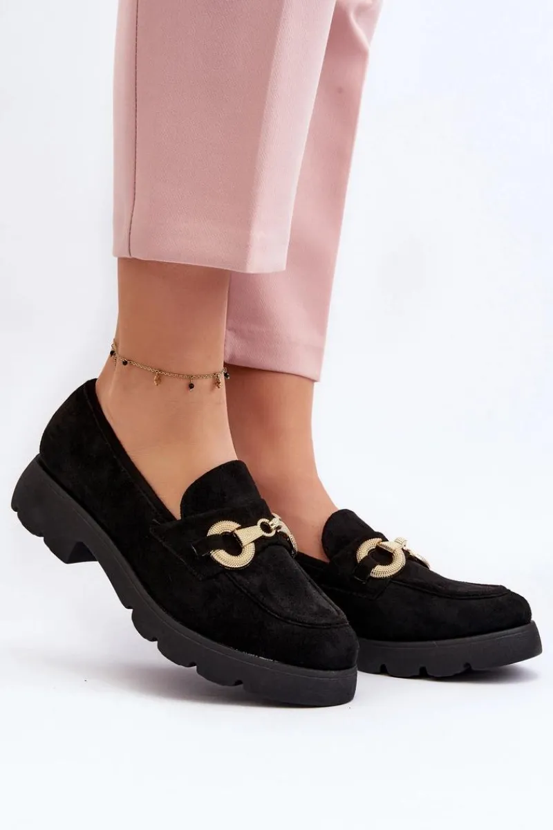 Clearance Boto Damskie Mokasyny Z Ozdobą Czarne Railenes