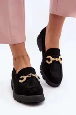 Clearance Boto Damskie Mokasyny Z Ozdobą Czarne Railenes