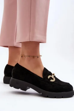 Clearance Boto Damskie Mokasyny Z Ozdobą Czarne Railenes