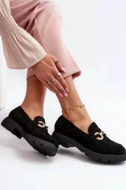 Clearance Boto Damskie Mokasyny Z Ozdobą Czarne Railenes