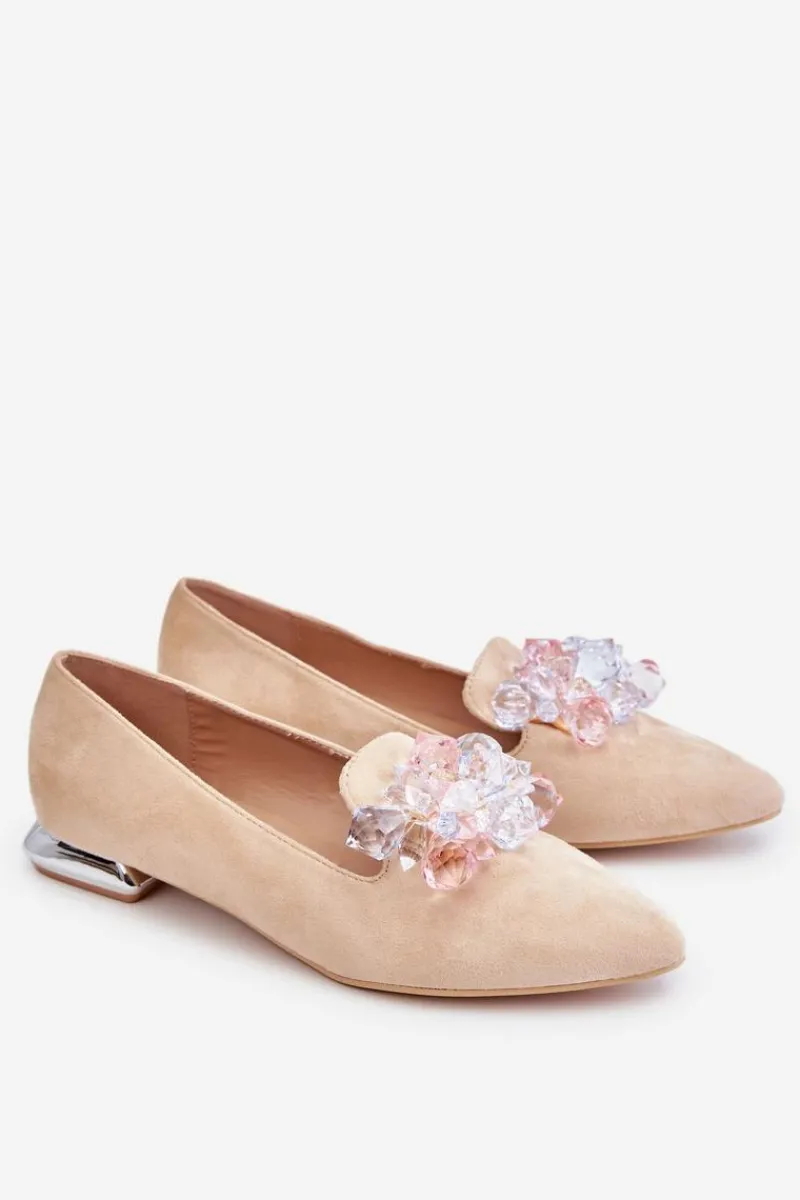 New Boto Damskie Mokasyny Z Ozdobami Na Płaskim Obcasie Beżowe Sloane