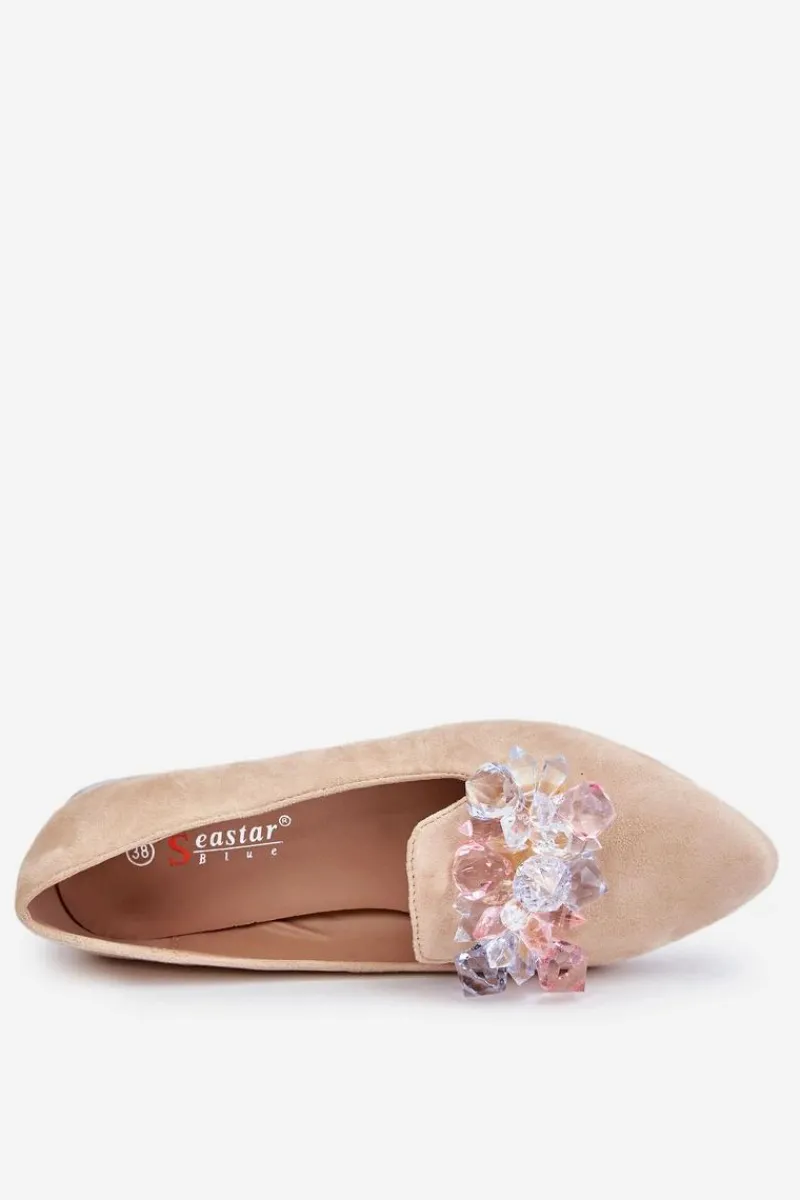 New Boto Damskie Mokasyny Z Ozdobami Na Płaskim Obcasie Beżowe Sloane