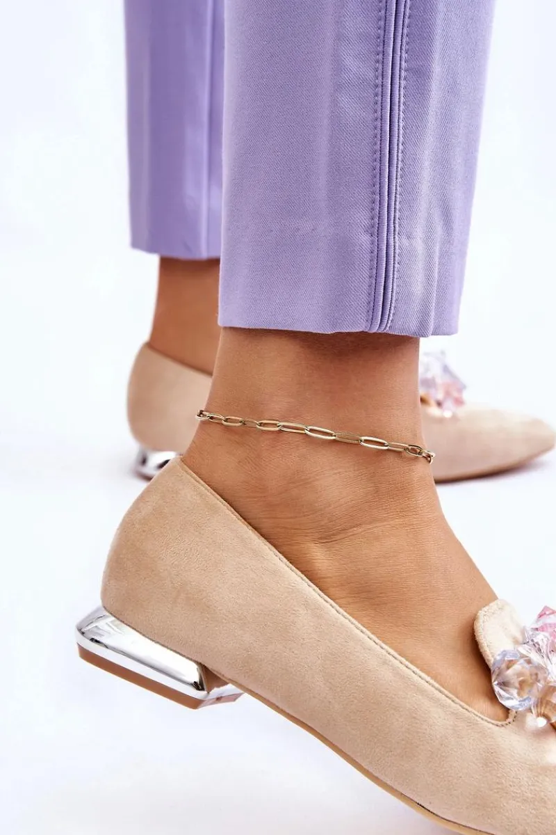 New Boto Damskie Mokasyny Z Ozdobami Na Płaskim Obcasie Beżowe Sloane