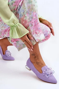 Best Boto Damskie Mokasyny Z Ozdobami Na Płaskim Obcasie Fioletowe Sloane