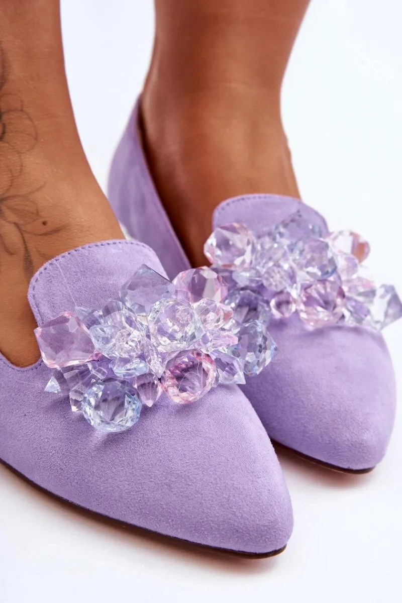 Best Boto Damskie Mokasyny Z Ozdobami Na Płaskim Obcasie Fioletowe Sloane