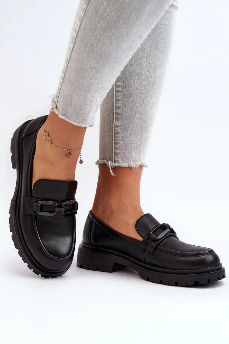 Outlet Damskie Mokasyny Ze Skóry Naturalnej Czarne Imbleria Damskie Mokasyny Damskie Skórzane|Mokasyny Na Platformie